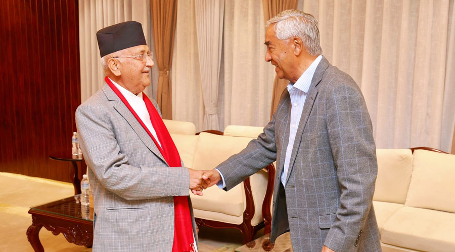 प्रधानमन्त्री ओली र कांग्रेस सभापति देउवाबीच भेटवार्ता
